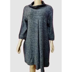 LUCA VANUCCI High Quality Womens XL Black Knit Pullover Sweater Dress NEW #CB5